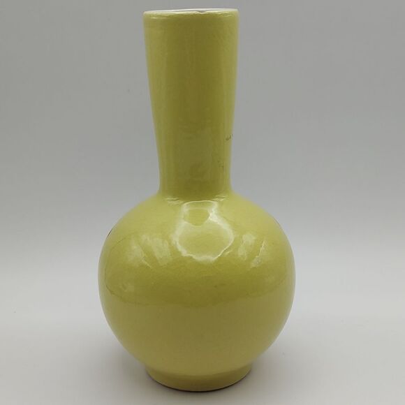 Vintage Hand Painted Yellow Asian Floral Bud Vase - Picture 3 of 8